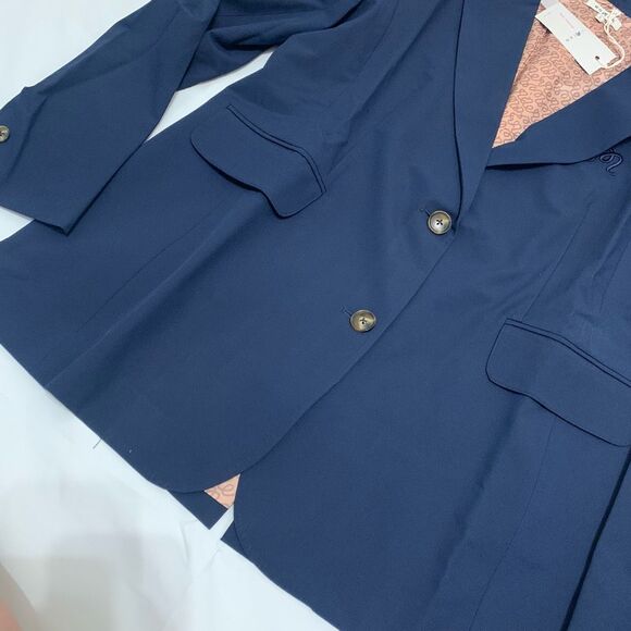 NWT Malbon Golf Woman Sz 4 Yasmeen Blazer Jacket Stretch Embroidered Logo Navy - Picture 5 of 7